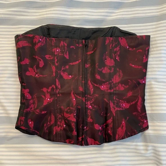 David Meister 2-piece Mermaid Style Red & Black Print Formal Prom/Party Dress 8 - Picture 5 of 9